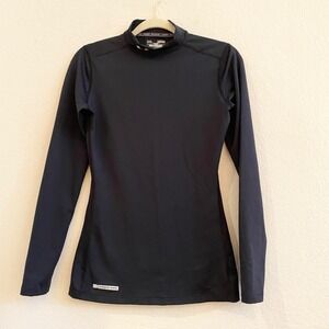 Under Armour ColdGear Mock Neck‎ Compression Shirt Women MD Fitted Black Ski